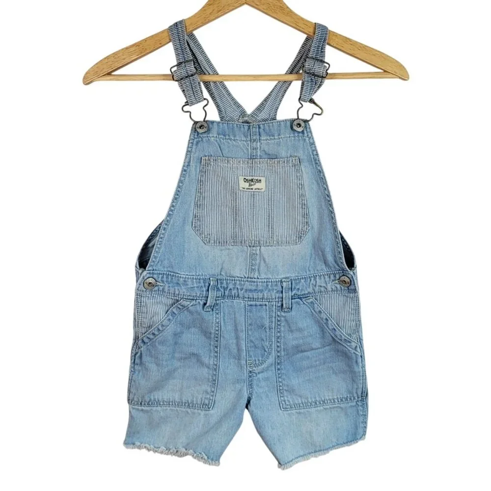 OshKosh B'gosh Shortalls Blue Size 7 Cutoffs Pockets Vestbak Overall Shorts